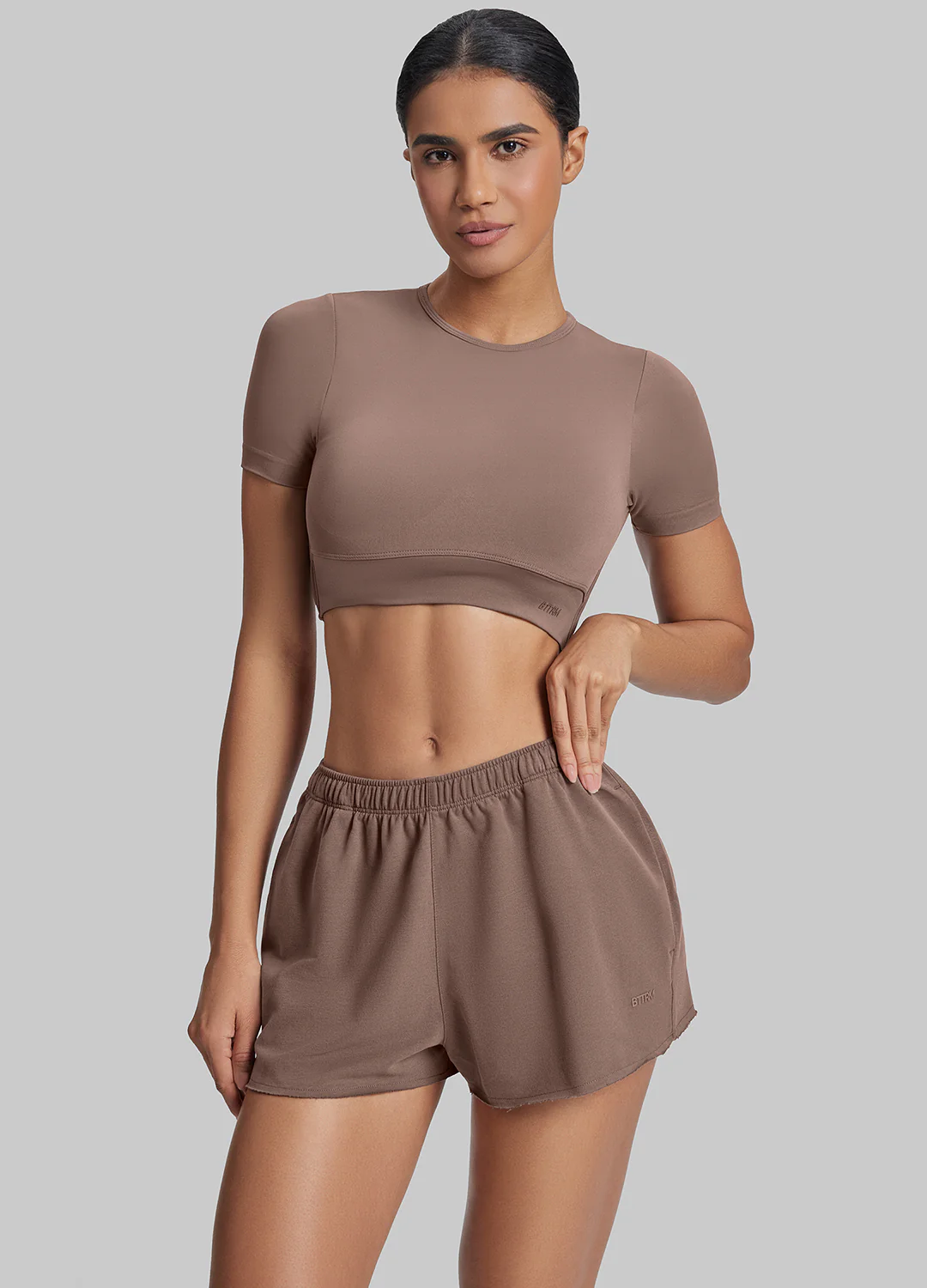 Comfy Mid-Thigh Stretchy Waist French Terry Jersey Shorts - Image 6