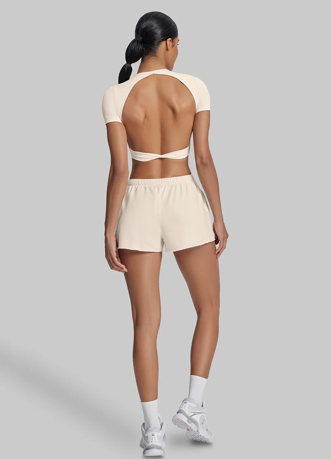 Comfy Mid-Thigh Stretchy Waist French Terry Jersey Shorts - Image 3