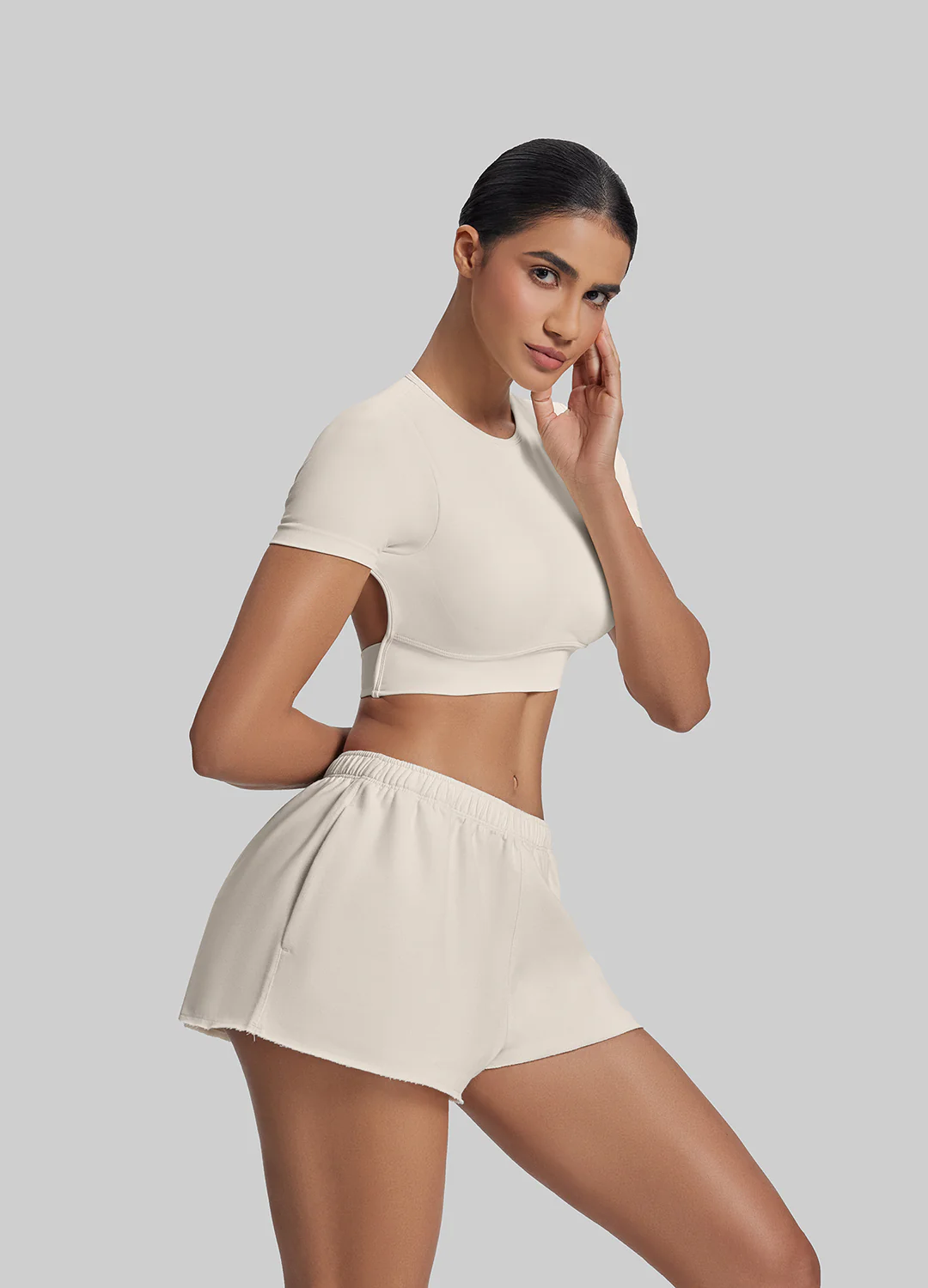 Comfy Mid-Thigh Stretchy Waist French Terry Jersey Shorts - Image 5