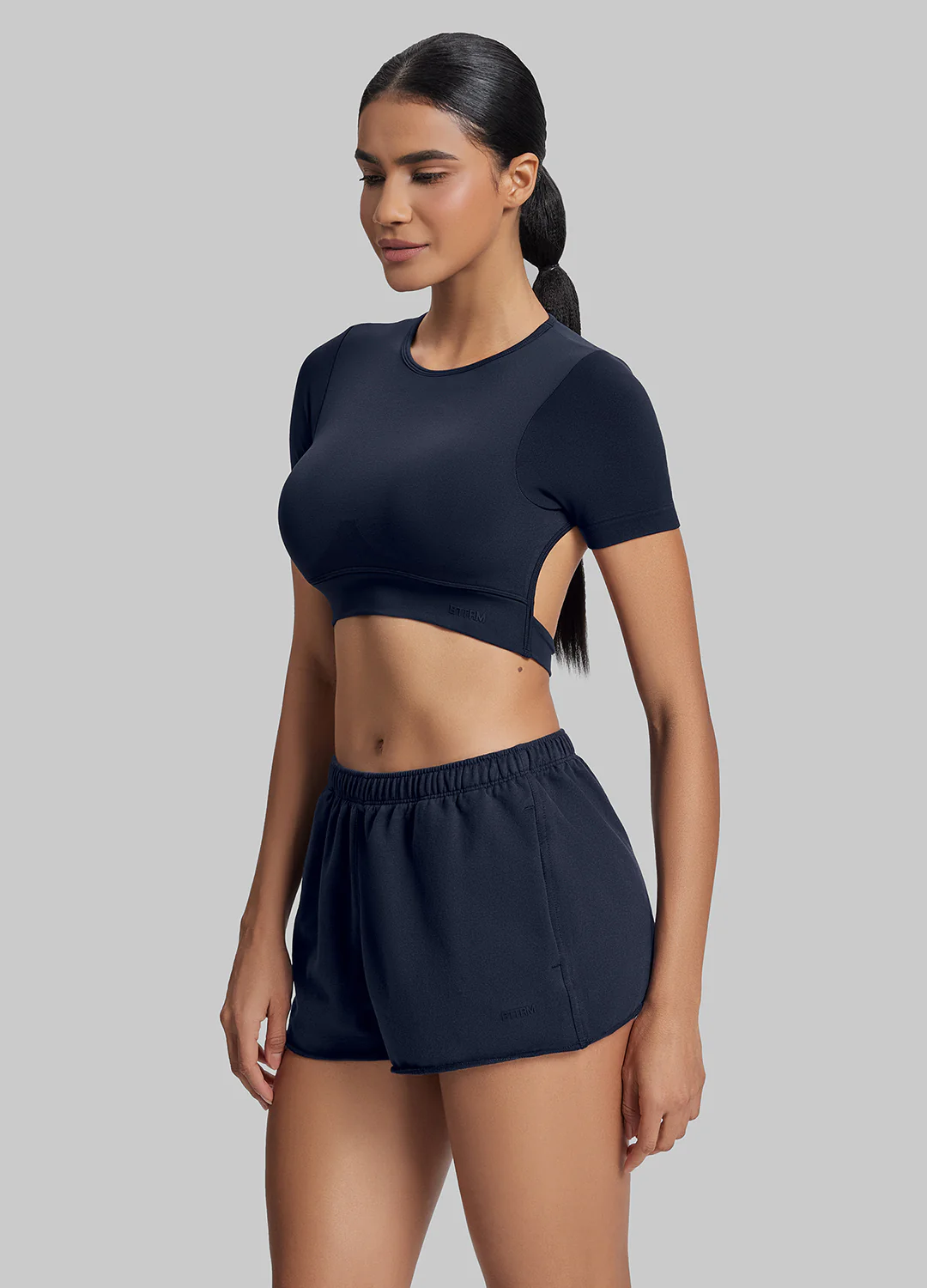 Comfy Mid-Thigh Stretchy Waist French Terry Jersey Shorts - Image 2