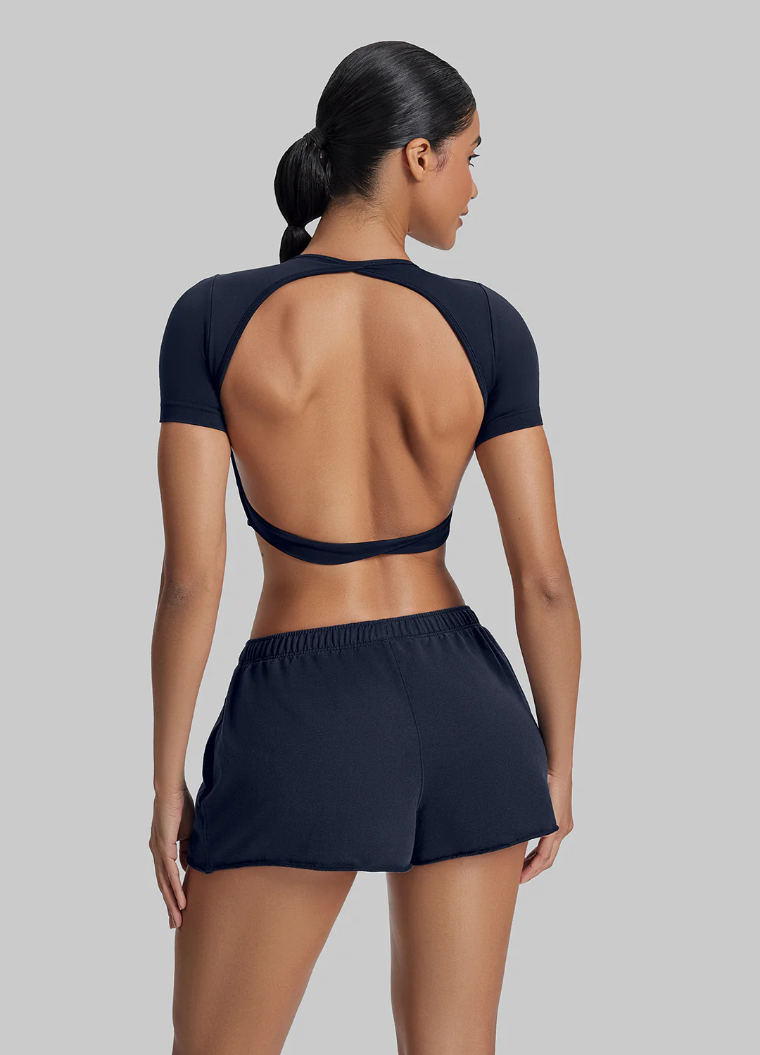 Comfy Mid-Thigh Stretchy Waist French Terry Jersey Shorts - Image 3