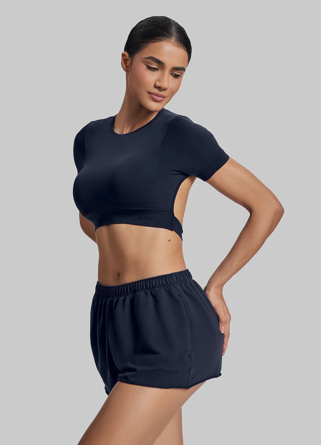 Comfy Mid-Thigh Stretchy Waist French Terry Jersey Shorts - Image 5