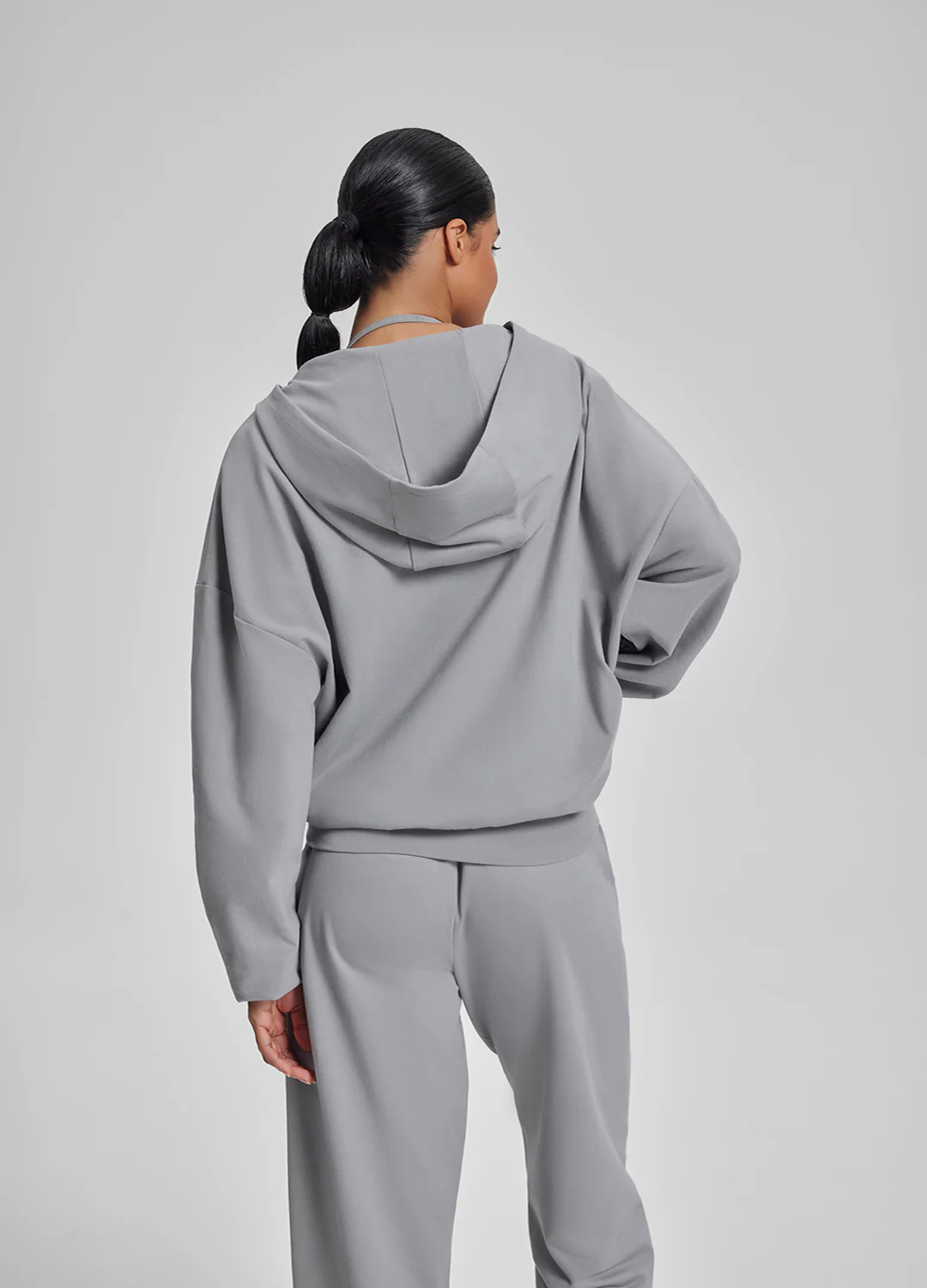 Relaxed Oversized Full Zipper Kangaroo Pockets Soft Hoodie - Image 3