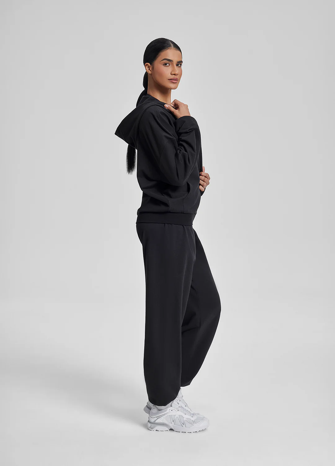 Relaxed Oversized Full Zipper Kangaroo Pockets Soft Hoodie - Image 2