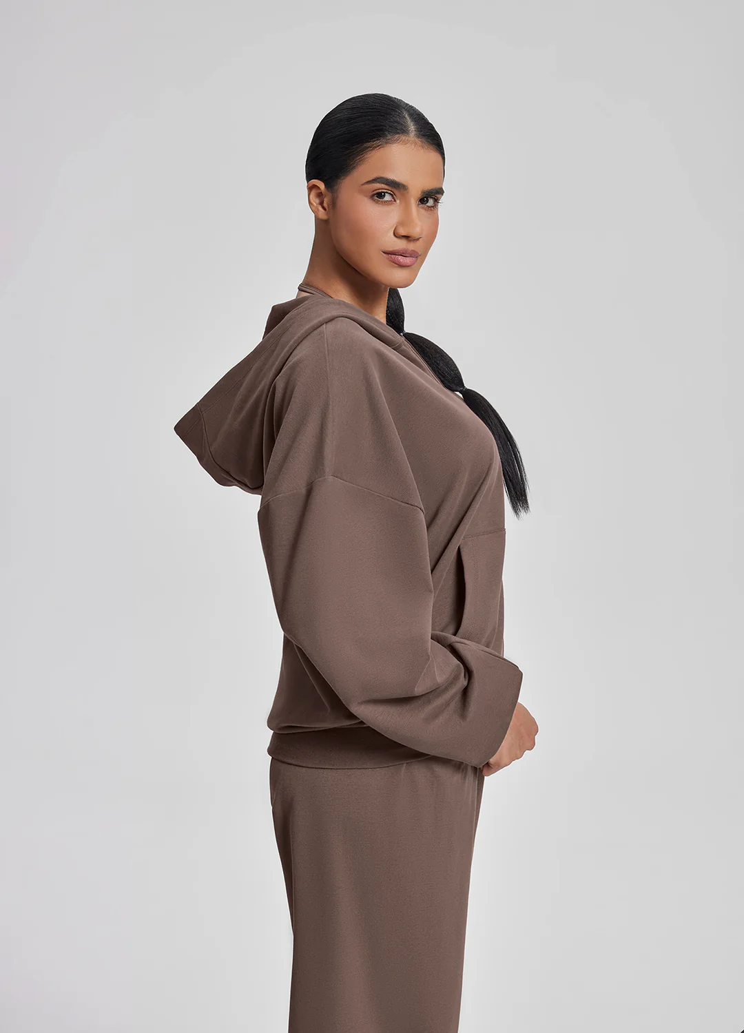 Relaxed Oversized Full Zipper Kangaroo Pockets Soft Hoodie - Image 2