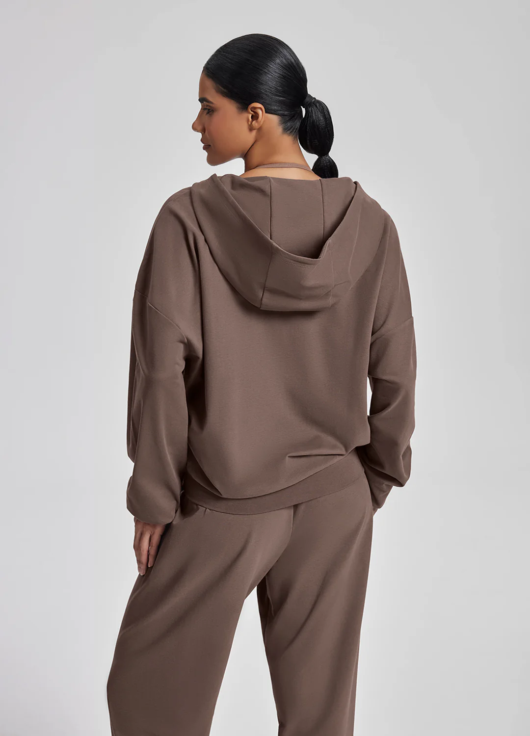 Relaxed Oversized Full Zipper Kangaroo Pockets Soft Hoodie - Image 3