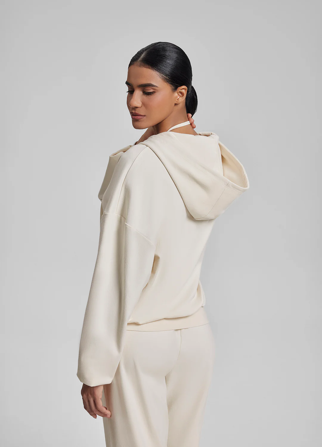 Relaxed Oversized Full Zipper Kangaroo Pockets Soft Hoodie - Image 2