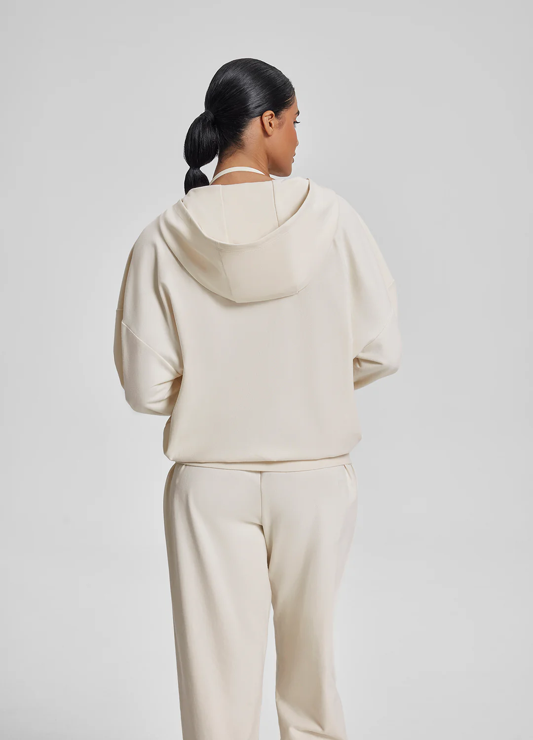 Relaxed Oversized Full Zipper Kangaroo Pockets Soft Hoodie - Image 3
