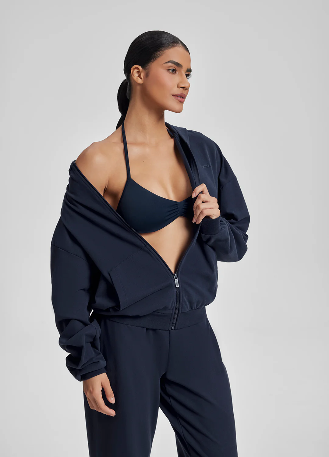 Relaxed Oversized Full Zipper Kangaroo Pockets Soft Hoodie - Image 5