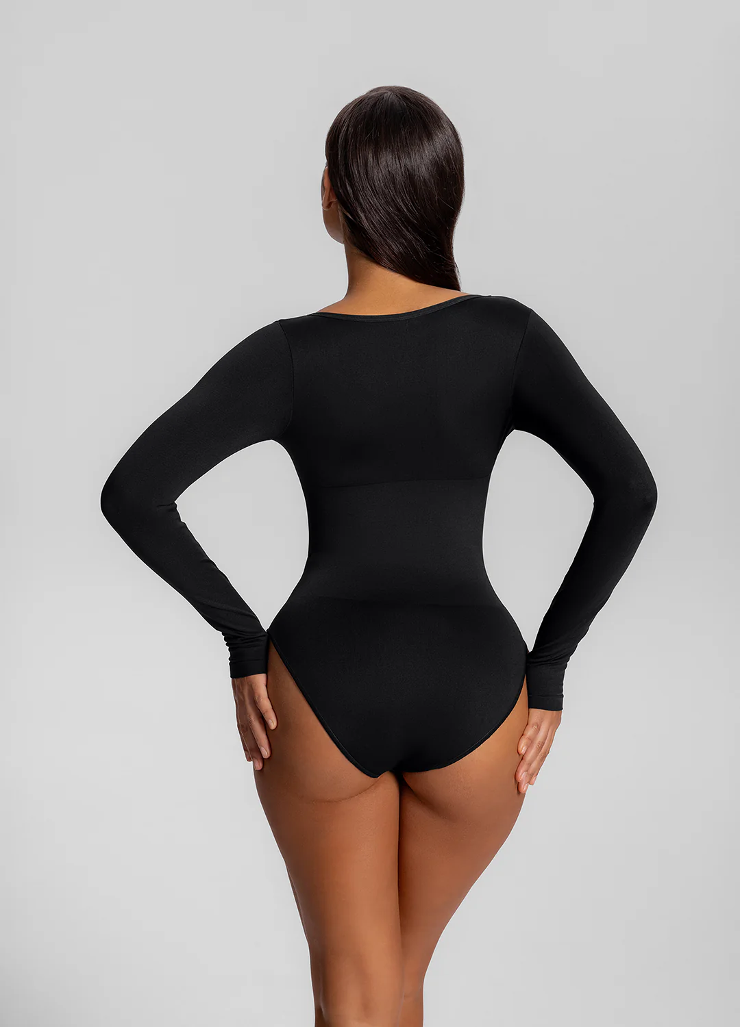 Seamless Long Sleeve Tummy-Control Full Body Shaper Bodysuit - Image 3