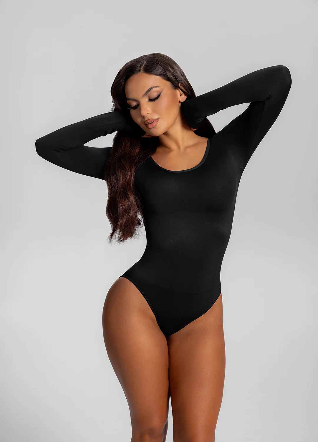 Seamless Long Sleeve Tummy-Control Full Body Shaper Bodysuit - Image 6