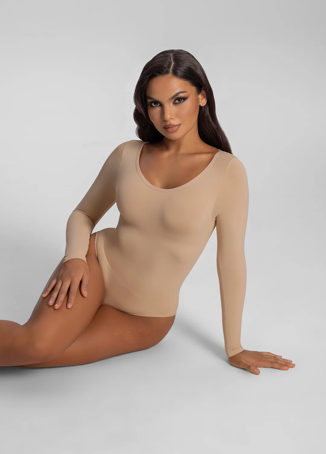 Seamless Long Sleeve Tummy-Control Full Body Shaper Bodysuits Duo - Image 6