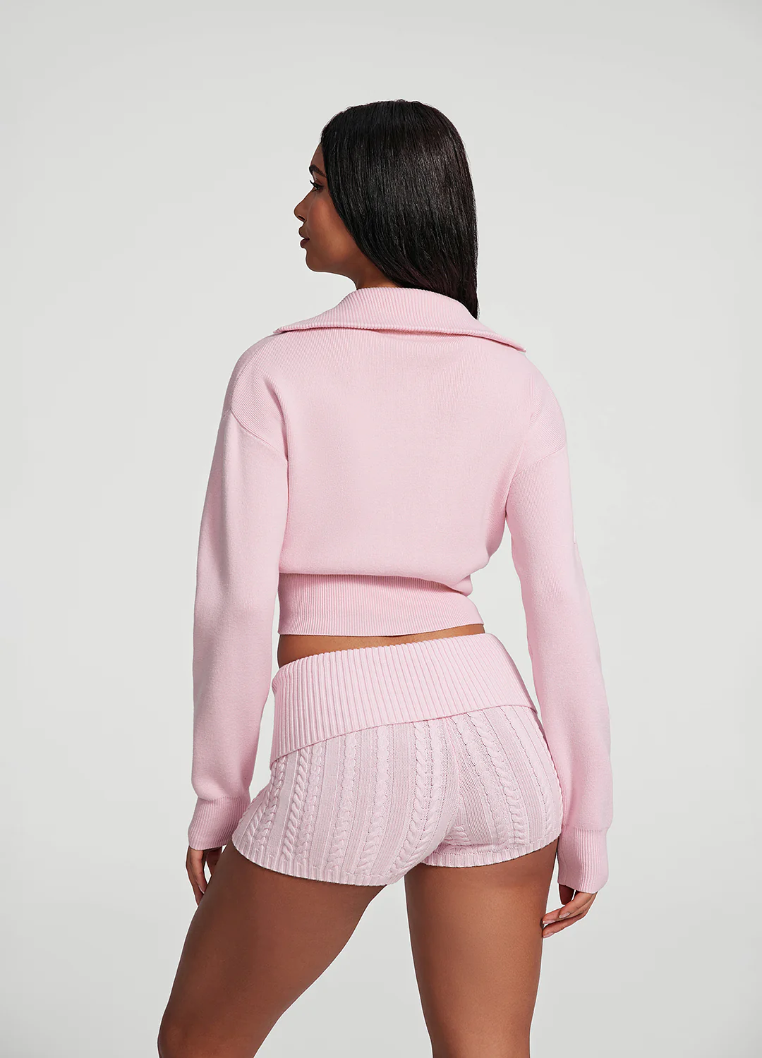 Knit Cropped Zip-Up Jacket - Image 3