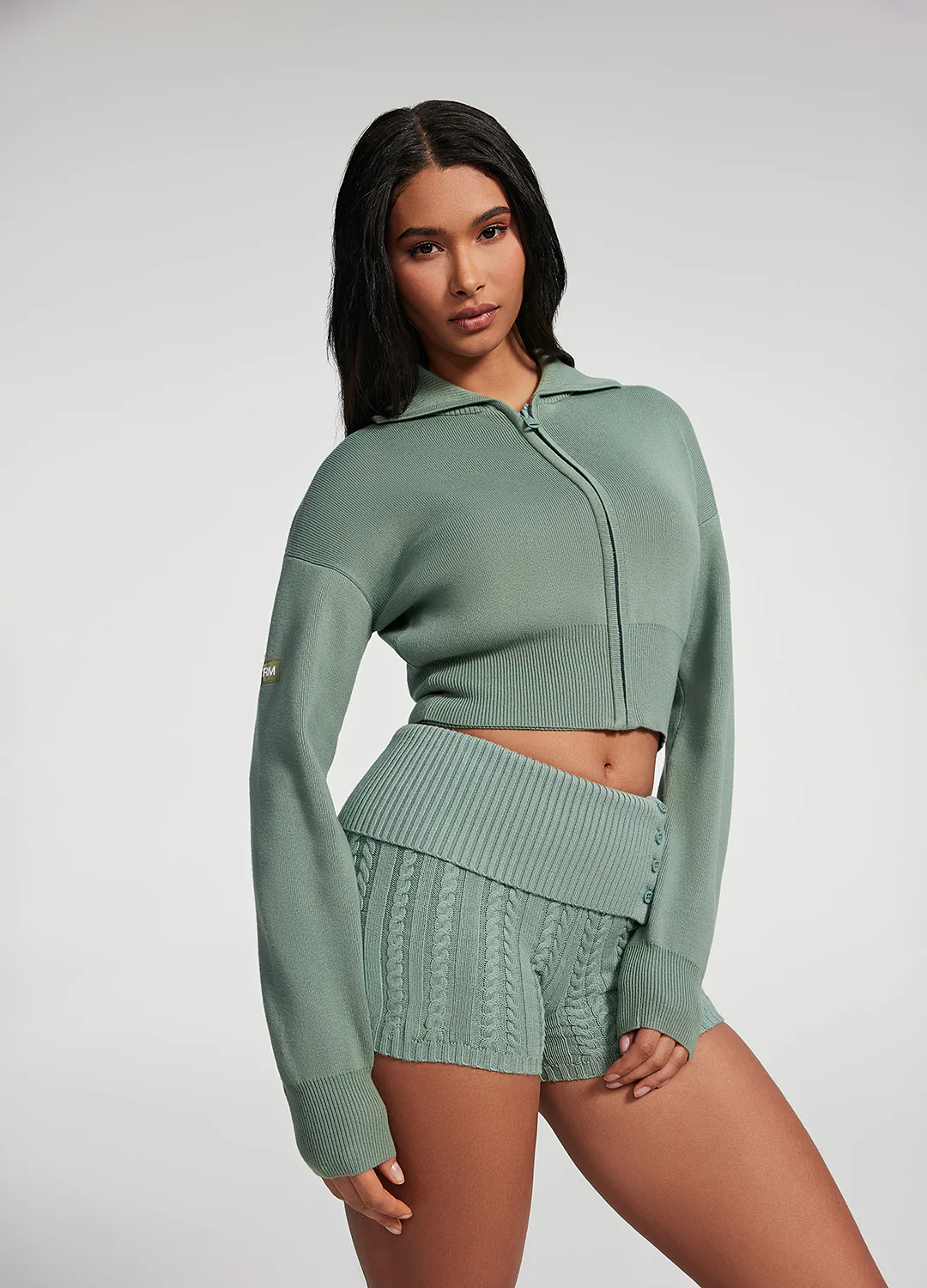 Knit Cropped Zip-Up Jacket - Image 2