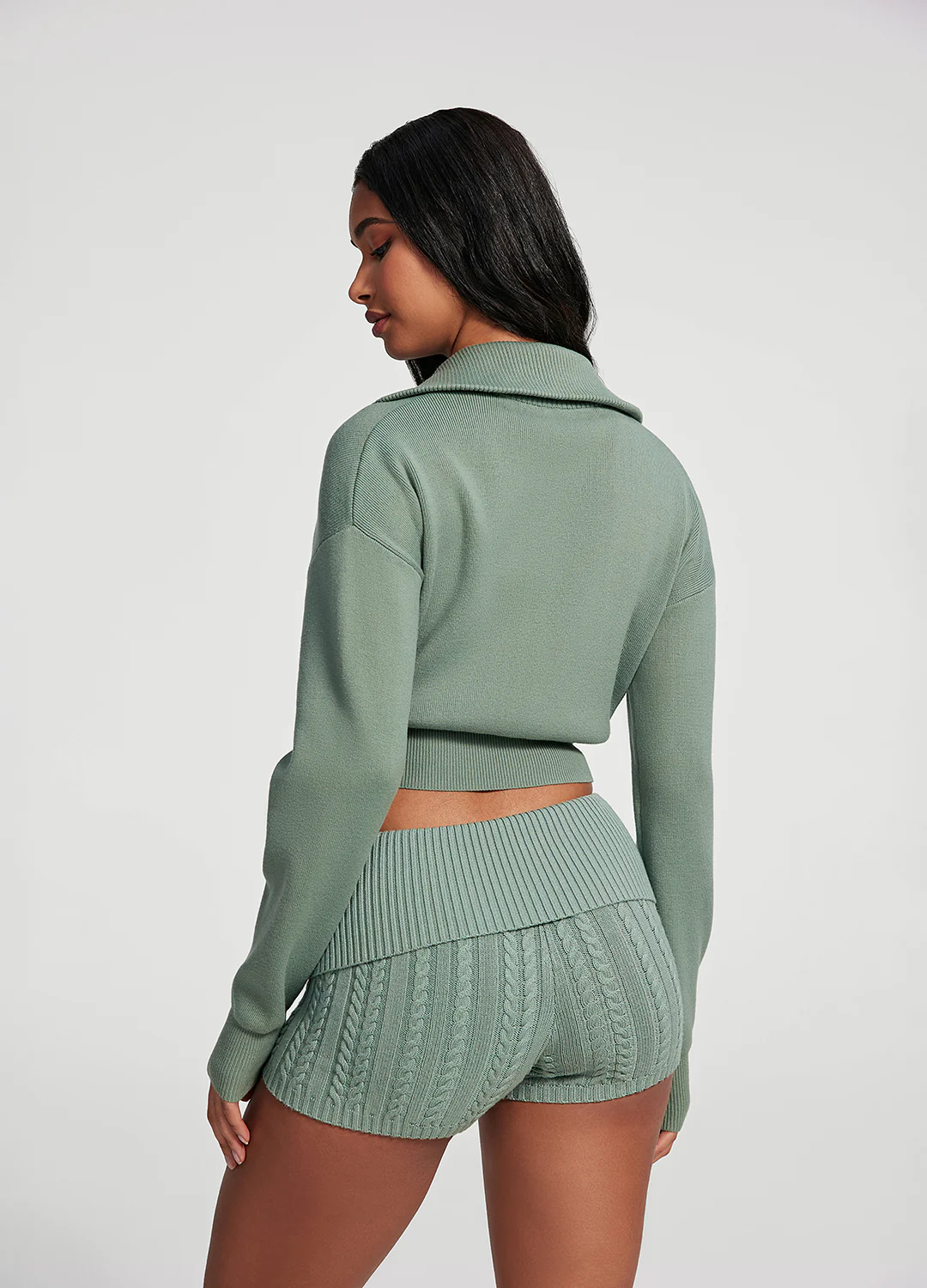 Knit Cropped Zip-Up Jacket - Image 3