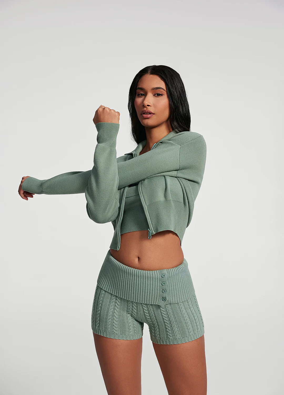 Knit Cropped Zip-Up Jacket - Image 5