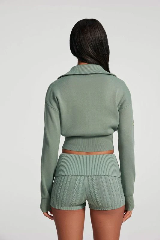 Knit Cropped Zip-Up Jacket - Image 6