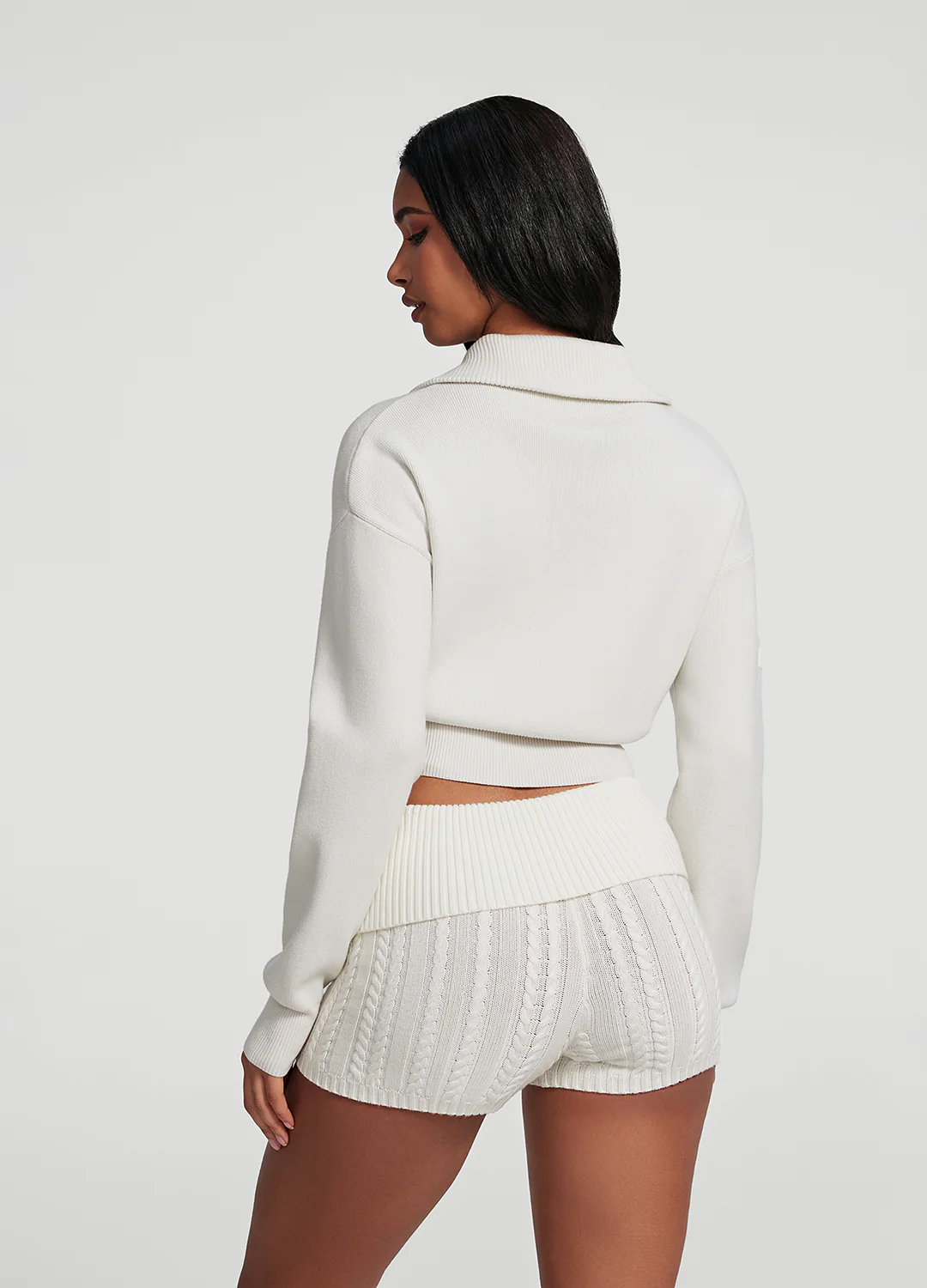 Knit Cropped Zip-Up Jacket - Image 3