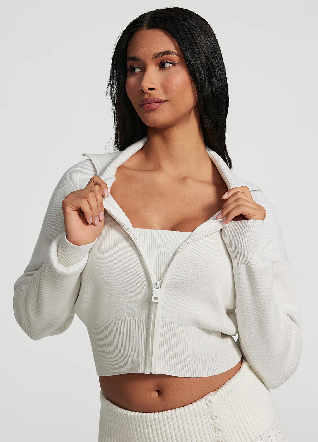 Knit Cropped Zip-Up Jacket - Image 4