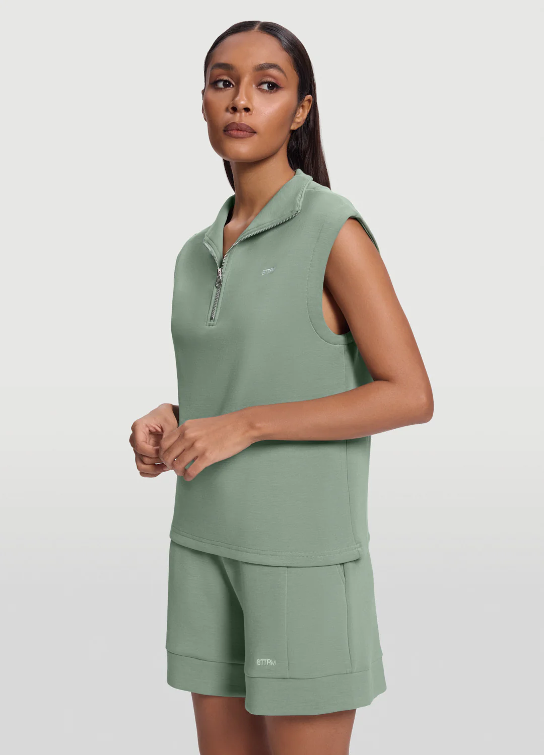 Sleeveless Half-Zip Sweatshirt - Image 2
