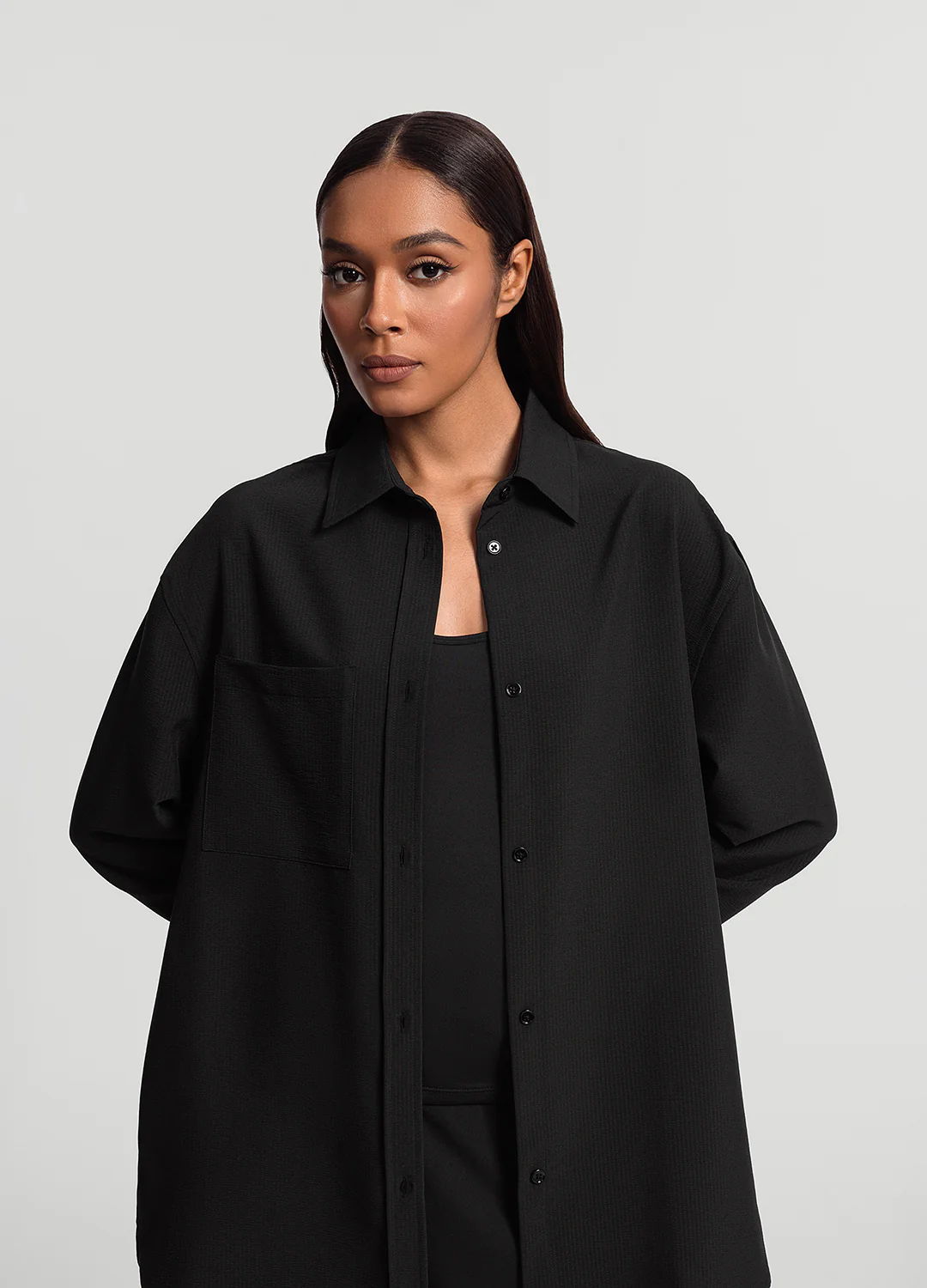 Textured Oversized Button-Up Shirt - Image 3