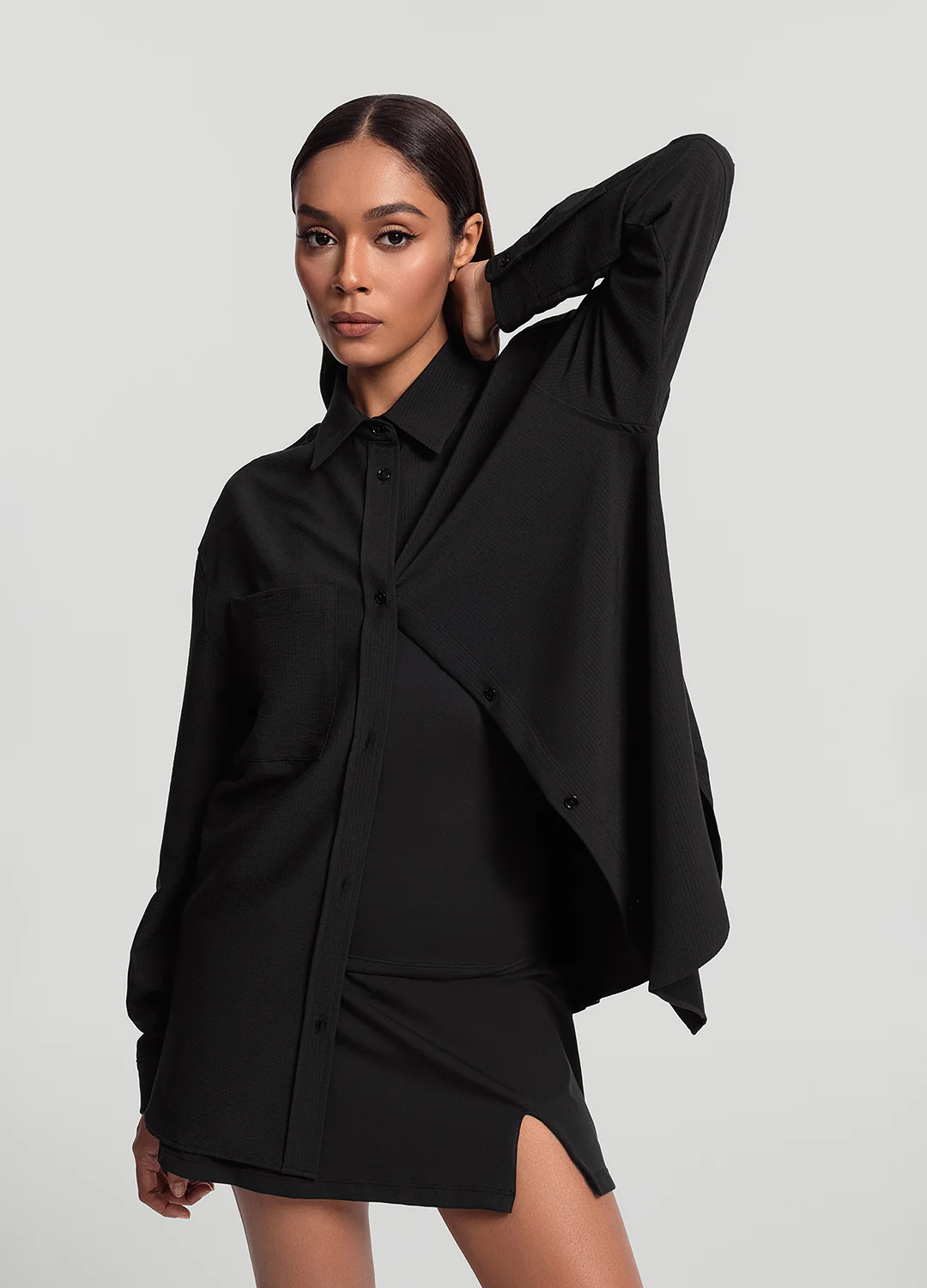 Textured Oversized Button-Up Shirt - Image 4