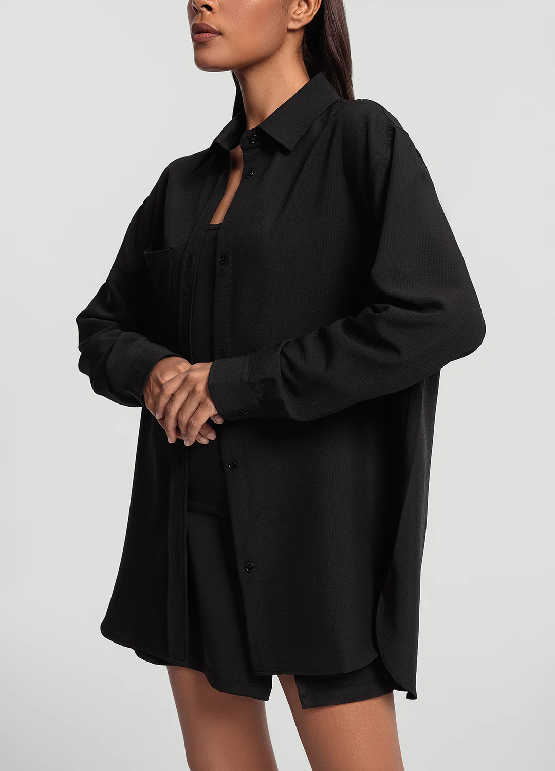 Textured Oversized Button-Up Shirt - Image 5