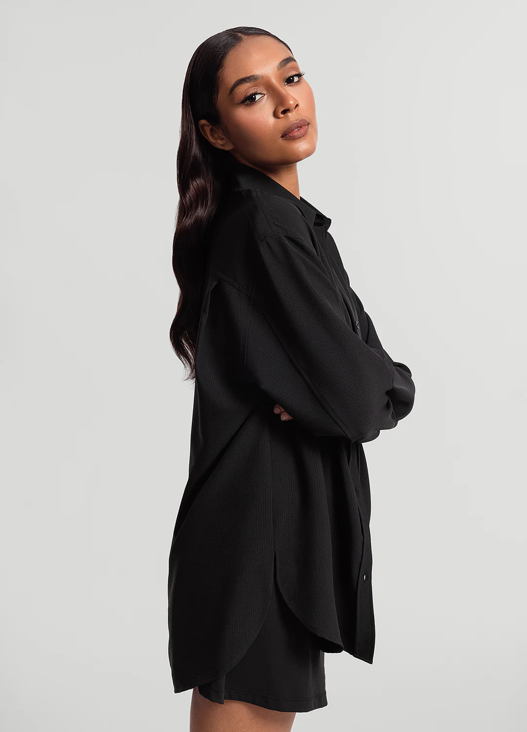 Textured Oversized Button-Up Shirt - Image 6