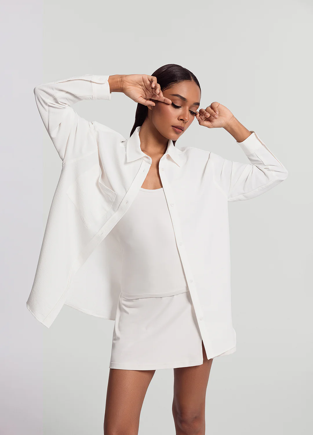 Textured Oversized Button-Up Shirt - Image 3