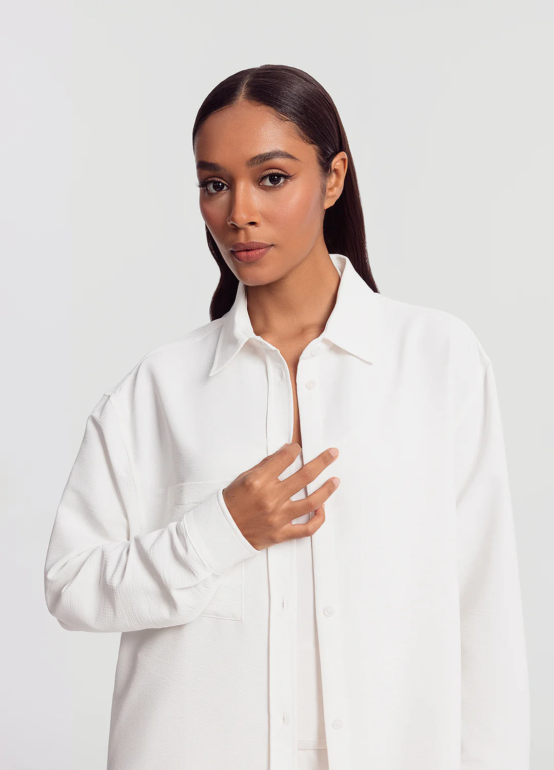 Textured Oversized Button-Up Shirt - Image 4