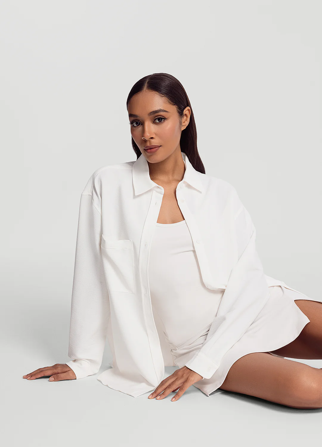Textured Oversized Button-Up Shirt - Image 6
