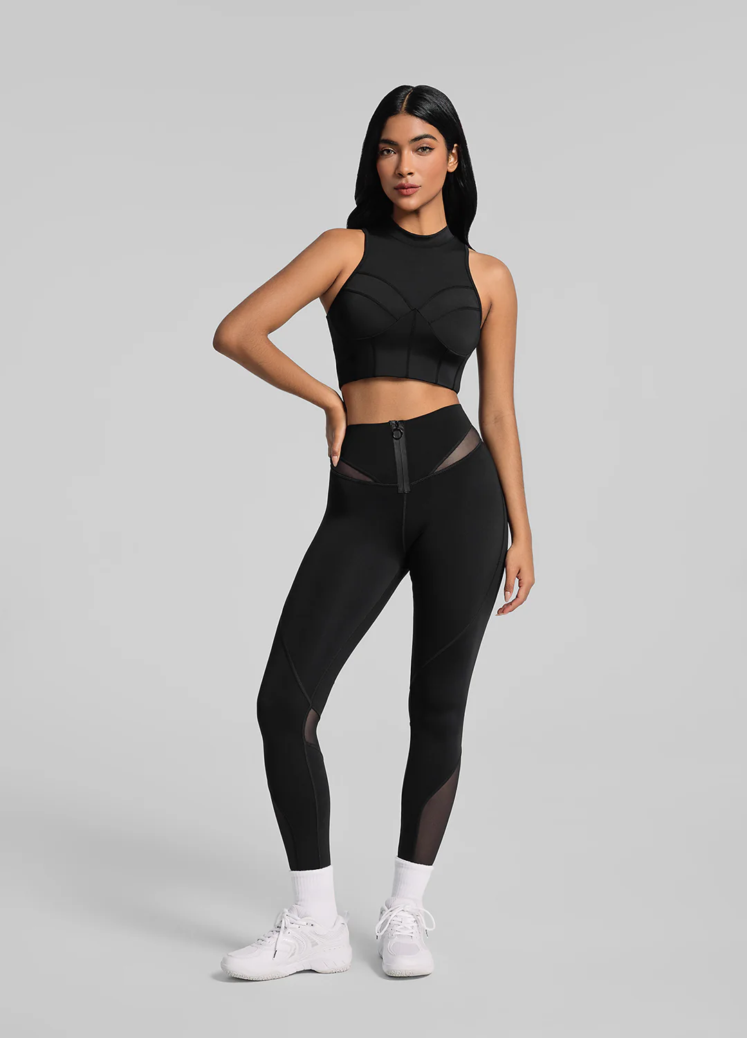 Zip Front Mesh Leggings - Image 5