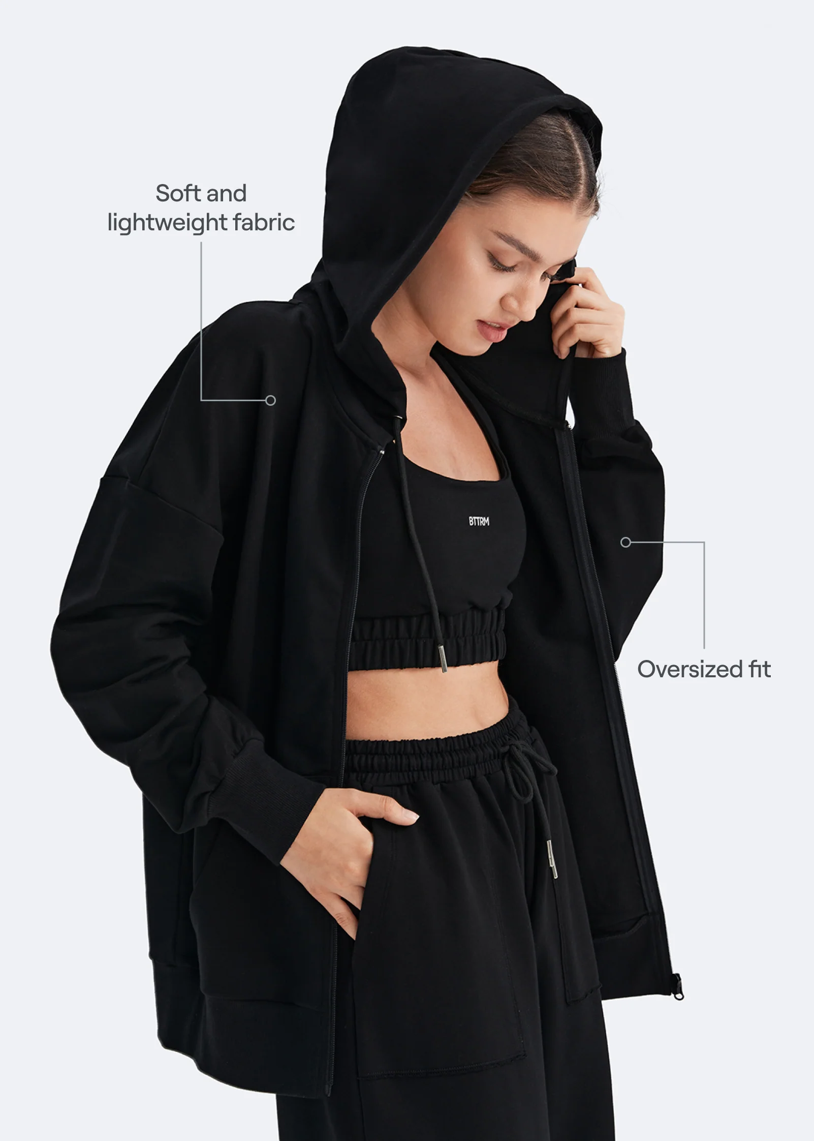 Zip Up Hoodie with Pockets - Image 3
