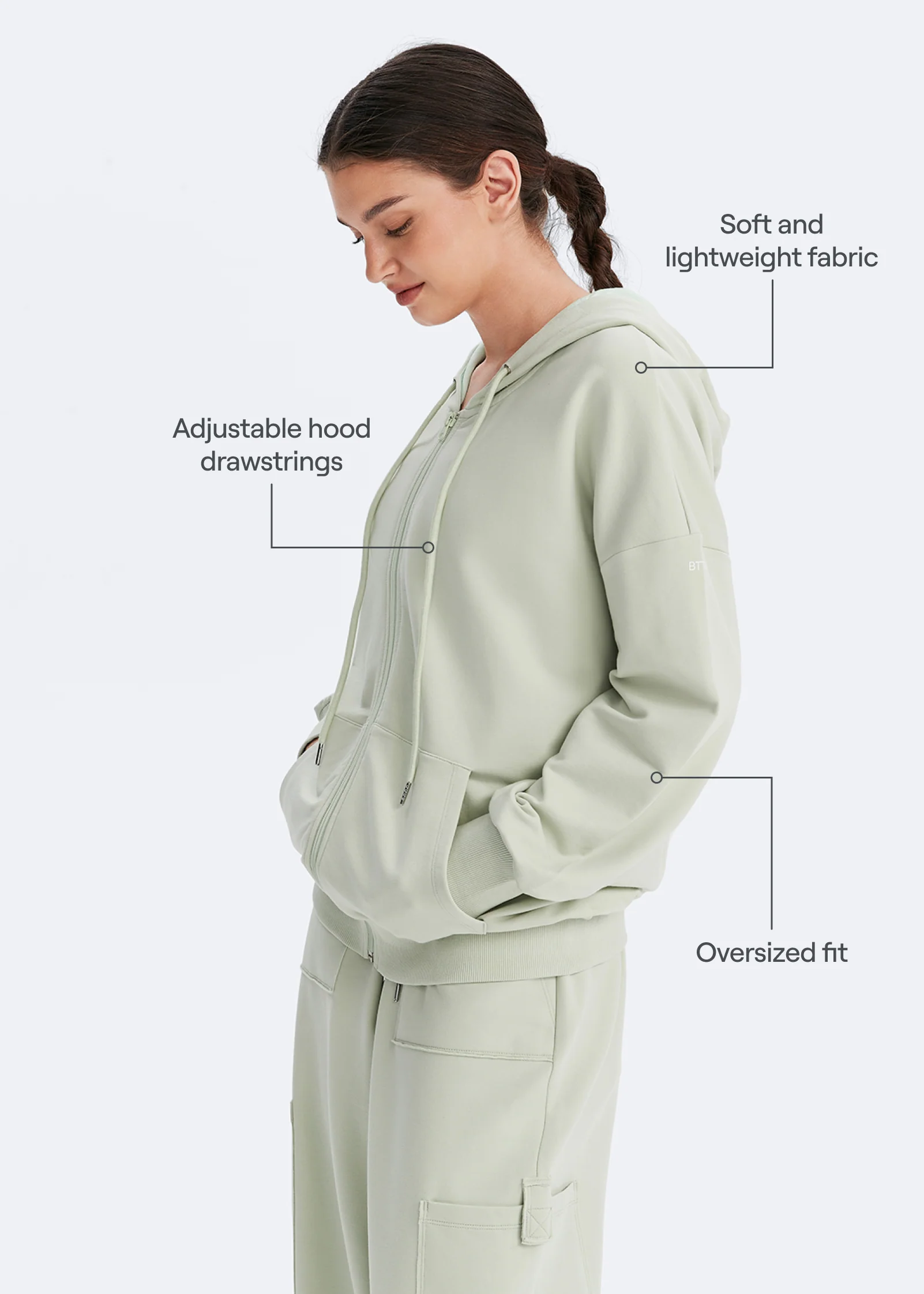 Zip Up Hoodie with Pockets - Image 3
