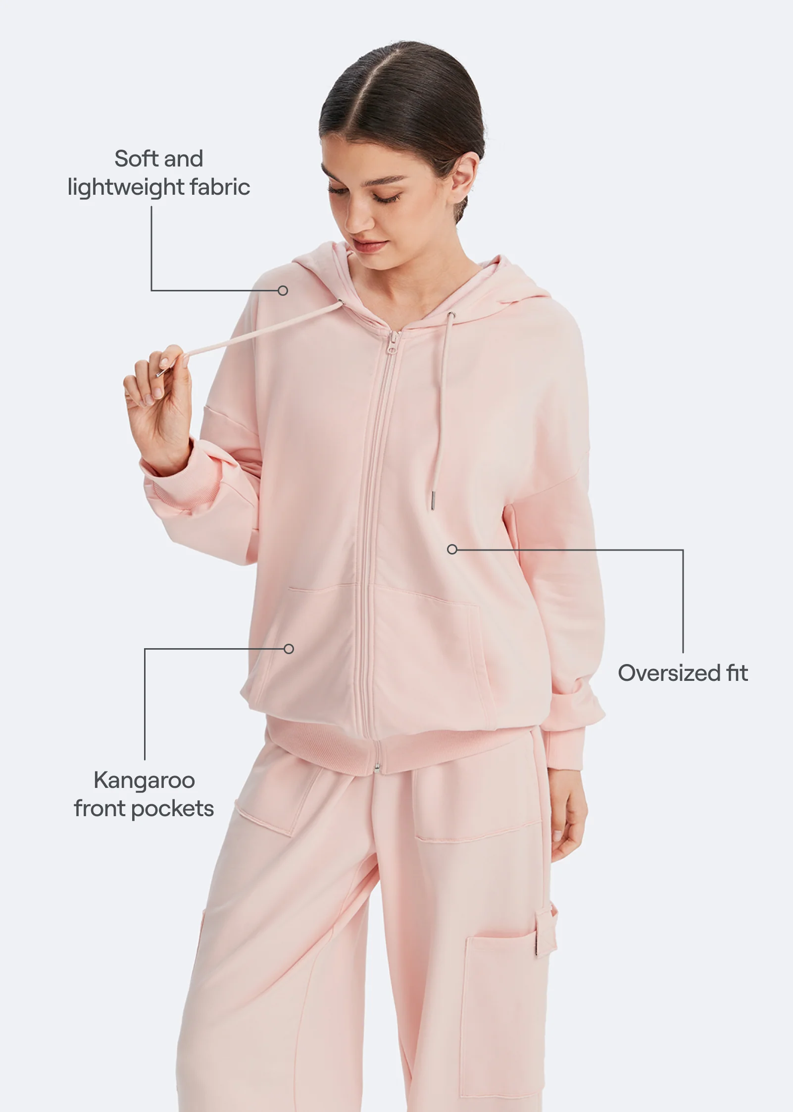 Zip Up Hoodie with Pockets - Image 3